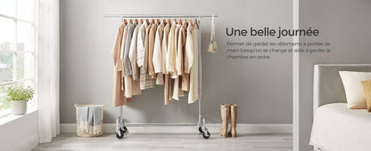 Portant vêtement roulette - Maximisez votre espace de rangement avec praticité Argent