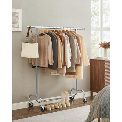 Portant vêtement roulette - Maximisez votre espace de rangement avec praticité Argent