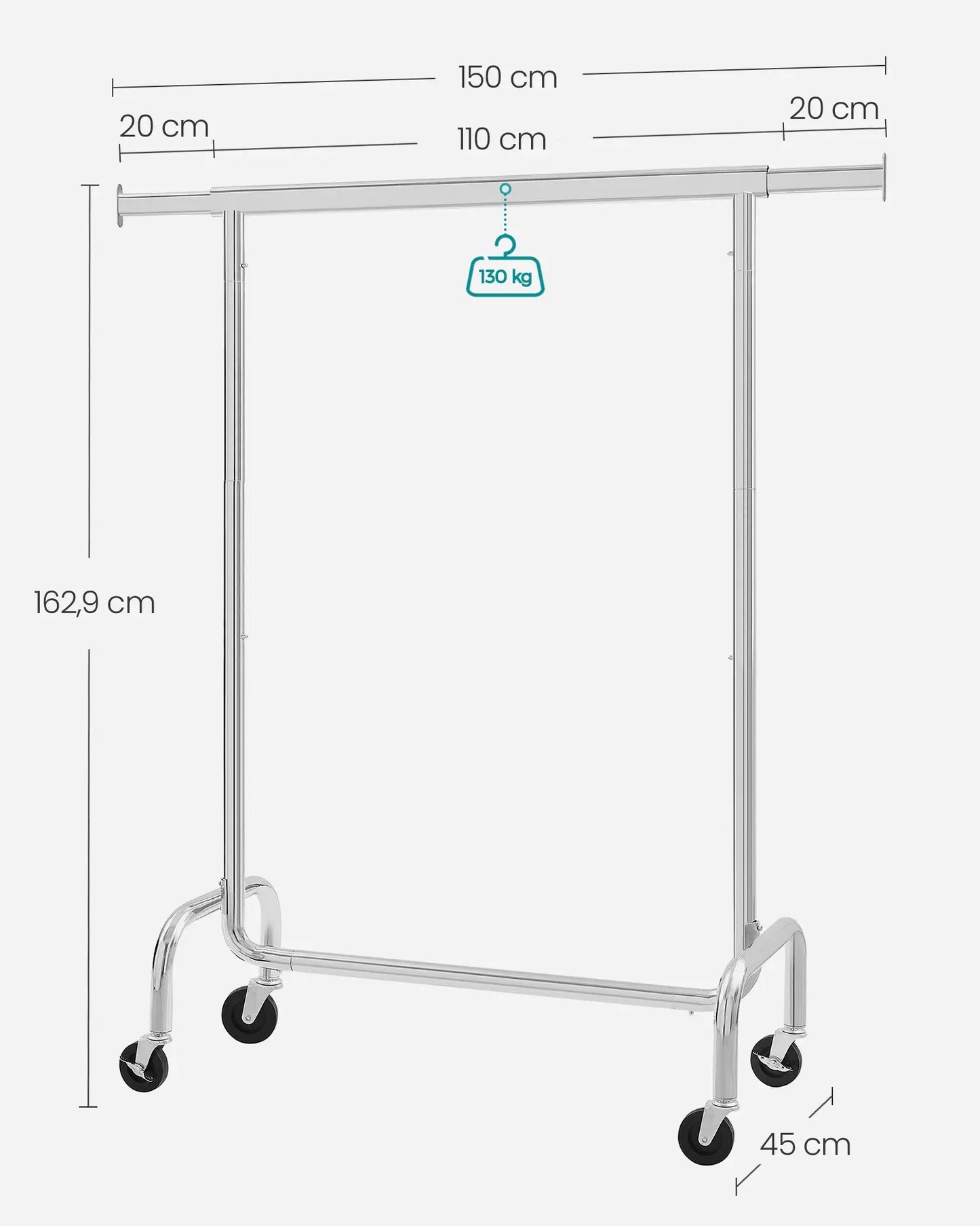 Portant vêtement roulette - Maximisez votre espace de rangement avec praticité Argent