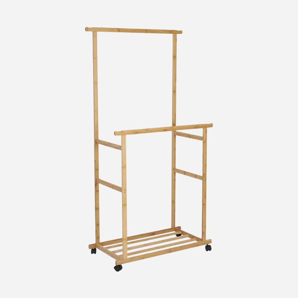 Portant vêtements bambou double barres - Parez votre dressing avec style et fonctionnalité - Aéraly