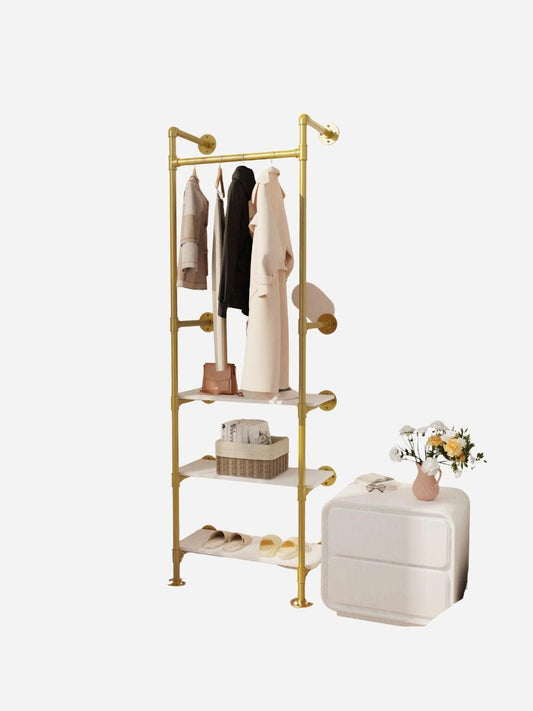 Portant vêtements industriel robuste murales chaussures Or