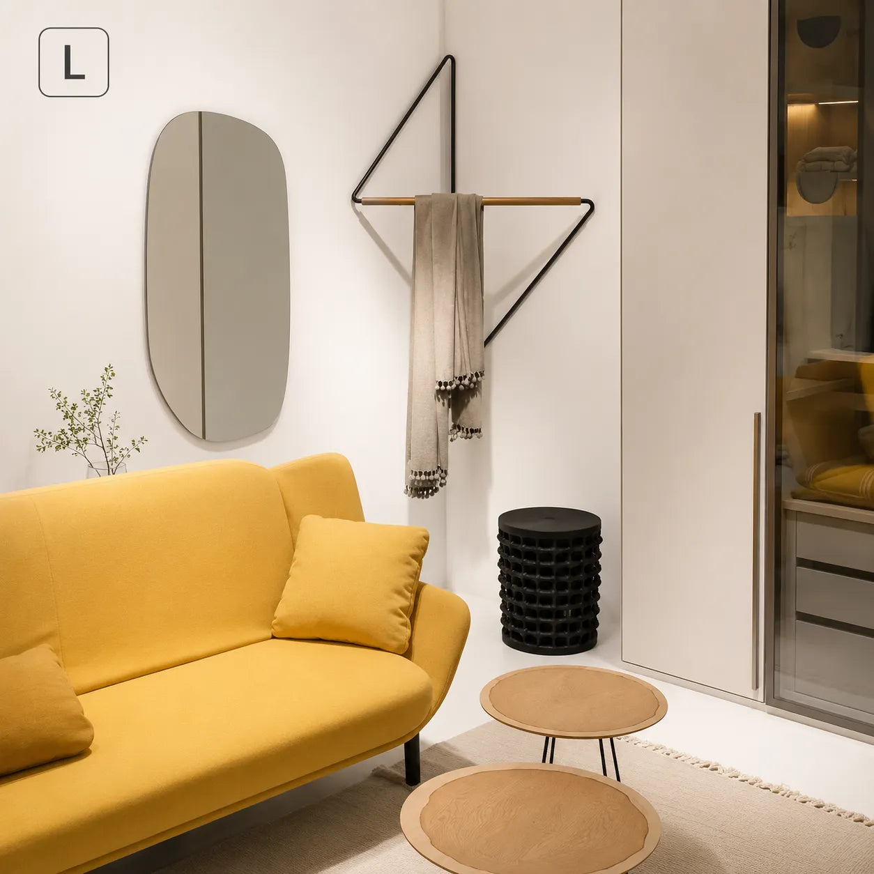 Modern wooden corner attic clothes rack