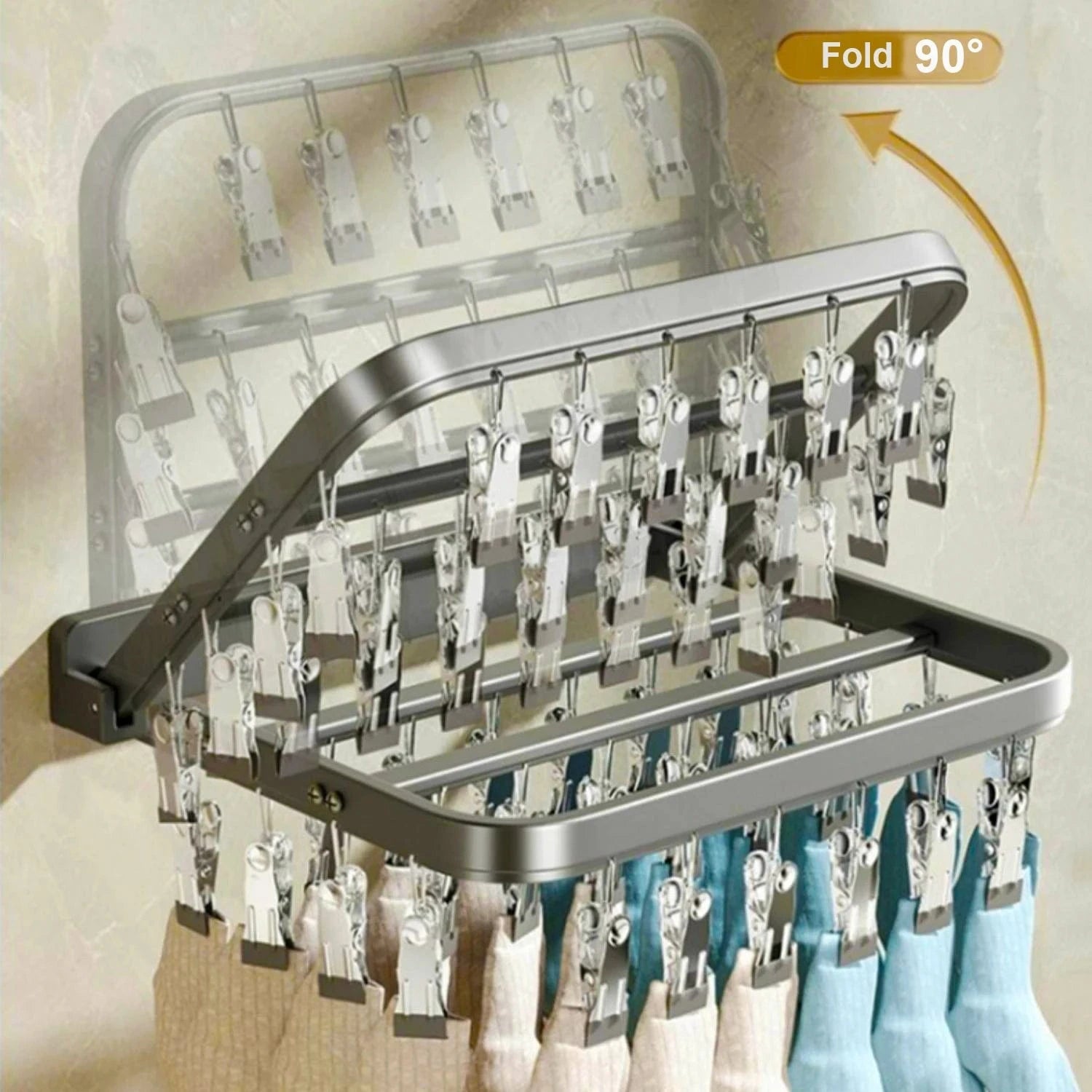 Foldable Socks Hangers Windproof Clothes Hanger Multiple Clips Clothes Hanger Multi function Bra Underwear Drying Storage Racks