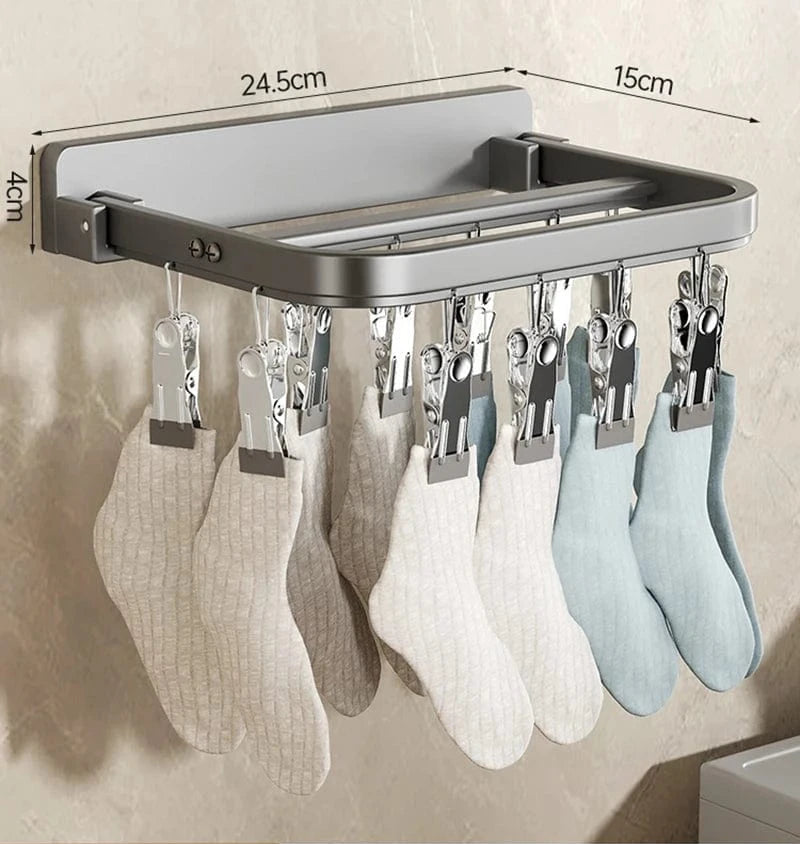 Foldable Socks Hangers Windproof Clothes Hanger Multiple Clips Clothes Hanger Multi function Bra Underwear Drying Storage Racks 12 Clips