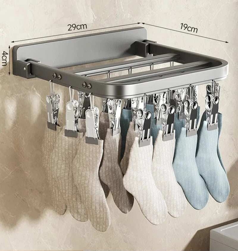 Foldable Socks Hangers Windproof Clothes Hanger Multiple Clips Clothes Hanger Multi function Bra Underwear Drying Storage Racks 20 Clips