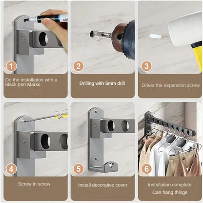 Porte cintre mural pliable en acier - Aeraly