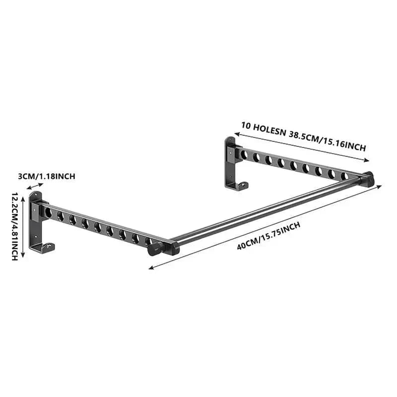 Porte cintre mural pliable en acier Noir