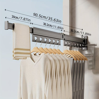 Porte cintre mural pliable pivotant - Rangement pratique et efficace 3 Sections (90.5cm)