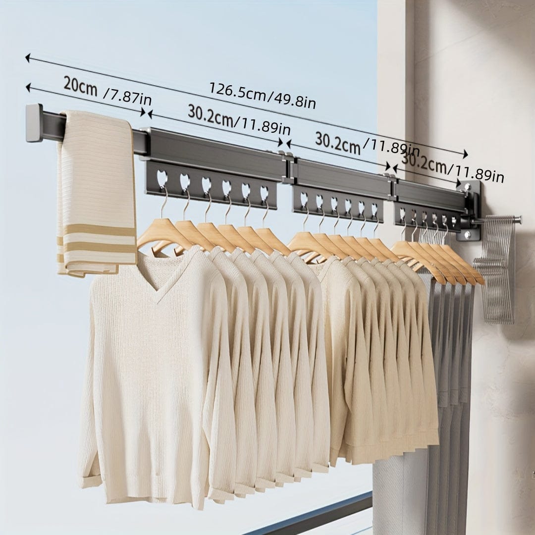 Porte cintre mural pliable pivotant - Rangement pratique et efficace 4 Sections (126.5cm)