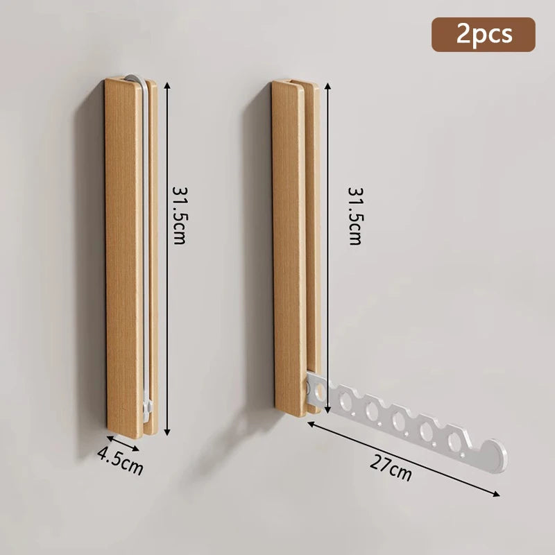 Porte-cintres mural bois pliable – rangement vêtements élégant - Aeraly