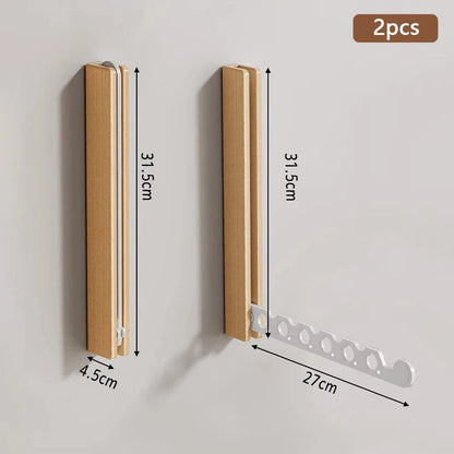 Porte-cintres mural bois pliable – rangement vêtements élégant - Aeraly