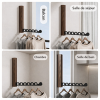 Porte-cintres mural bois pliable – rangement vêtements élégant Aeraly