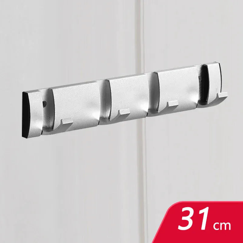 Porte manteau à crochets muraux sans perçage, pliants et design Argent 4 crochets