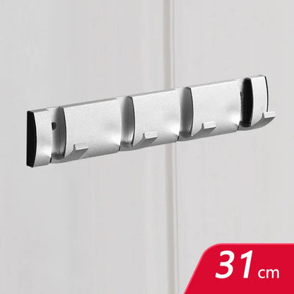 Porte manteau à crochets muraux sans perçage, pliants et design Argent 4 crochets