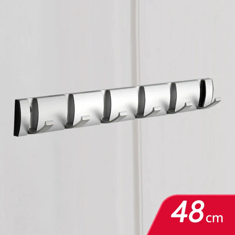 Porte manteau à crochets muraux sans perçage, pliants et design Argent 6 crochets