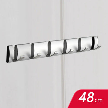 Porte manteau à crochets muraux sans perçage, pliants et design Argent 6 crochets
