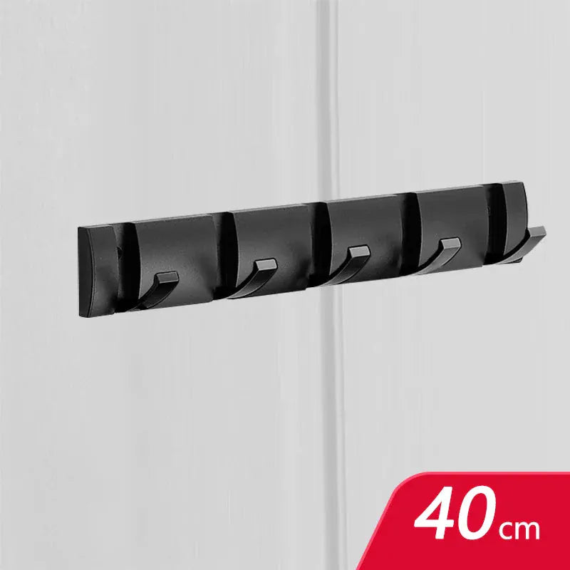 Porte manteau à crochets muraux sans perçage, pliants et design Noir 5 crochets