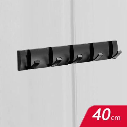 Porte manteau à crochets muraux sans perçage, pliants et design Noir 5 crochets
