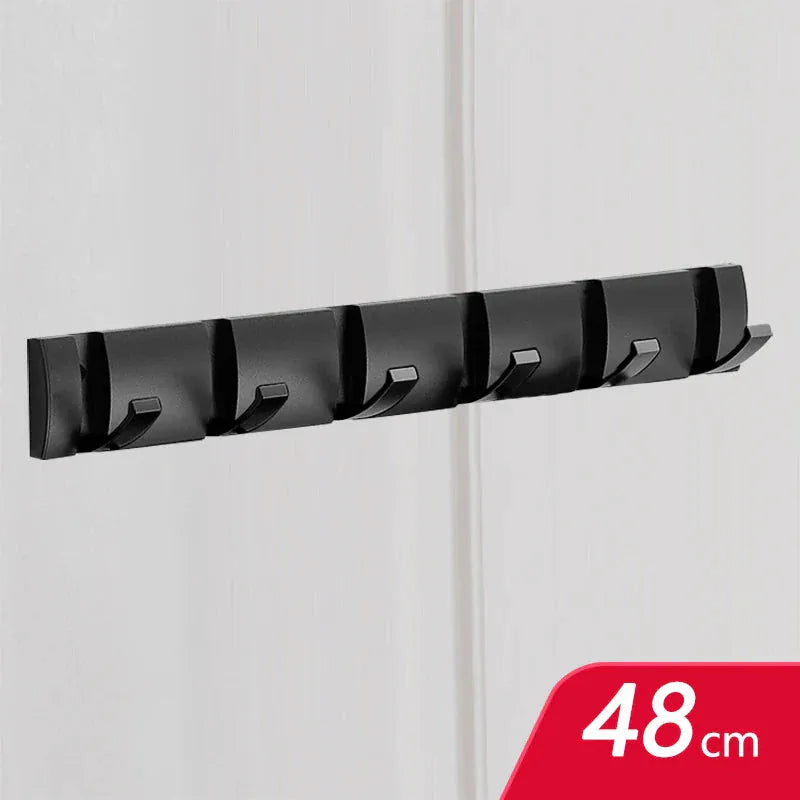 Porte manteau à crochets muraux sans perçage, pliants et design Noir 6 crochets