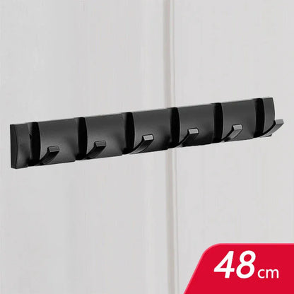 Porte manteau à crochets muraux sans perçage, pliants et design Noir 6 crochets