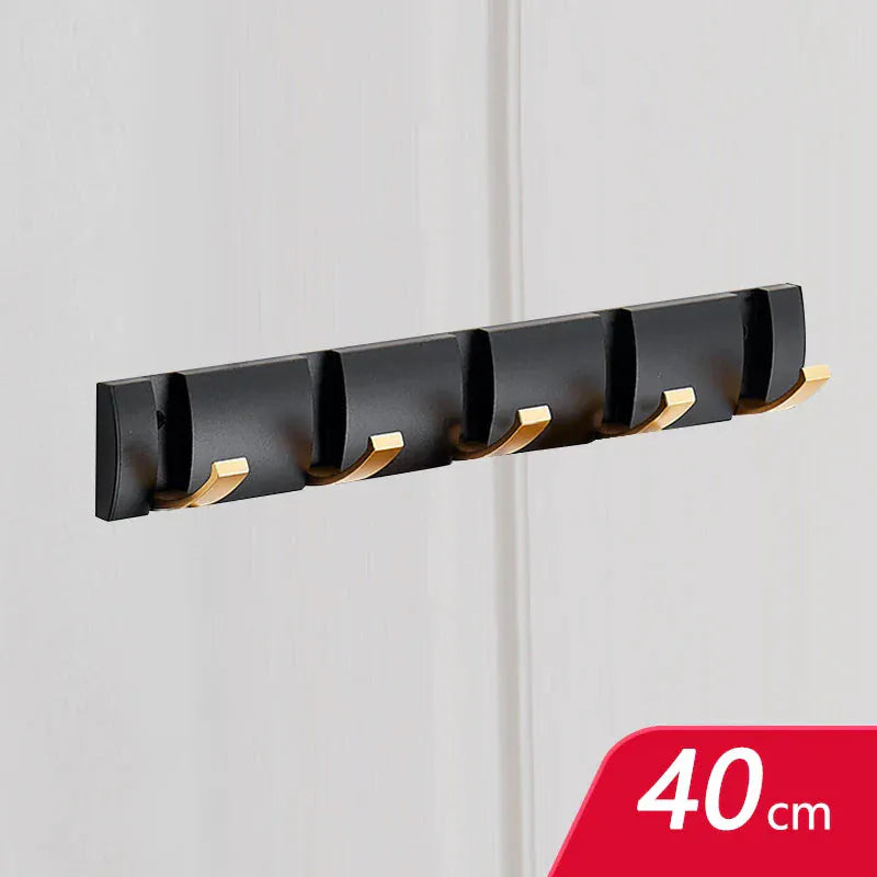 Porte manteau à crochets muraux sans perçage, pliants et design Noir gold 5 crochets