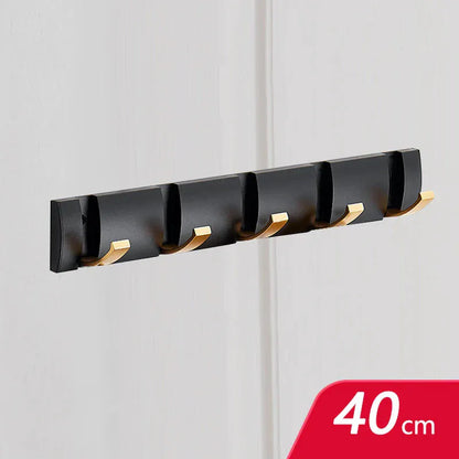 Porte manteau à crochets muraux sans perçage, pliants et design Noir gold 5 crochets