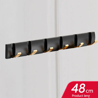 Porte manteau à crochets muraux sans perçage, pliants et design Noir or 6 crochets