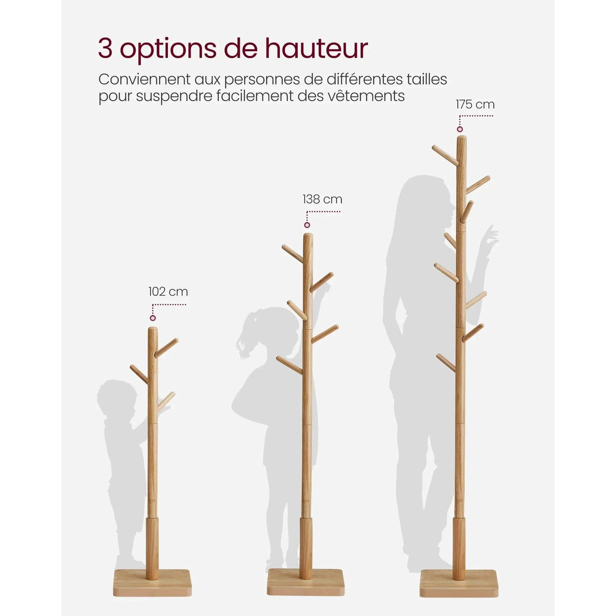 Porte manteau arbre en bois d’hévéa – design naturel et stable - Aéraly