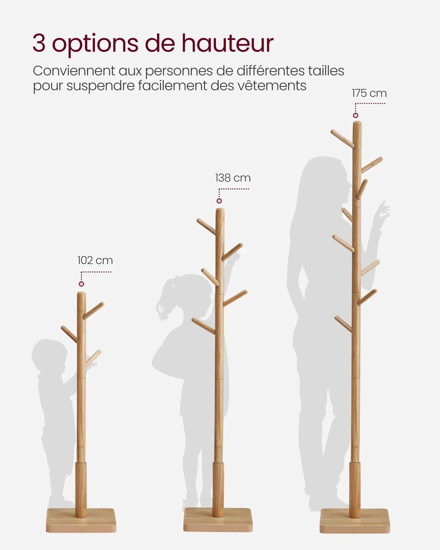 Porte manteau arbre en bois d’hévéa – design naturel et stable