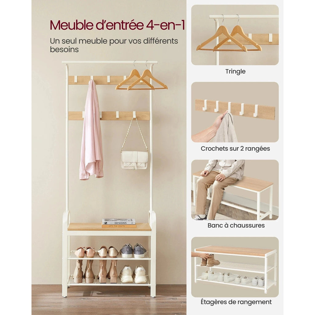 Porte manteau avec banc et étagères – design industriel et fonctionnel - Aéraly