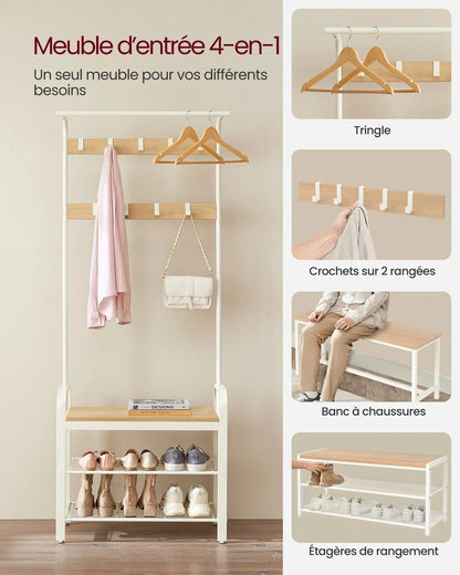 Porte manteau avec banc et étagères – design industriel et fonctionnel