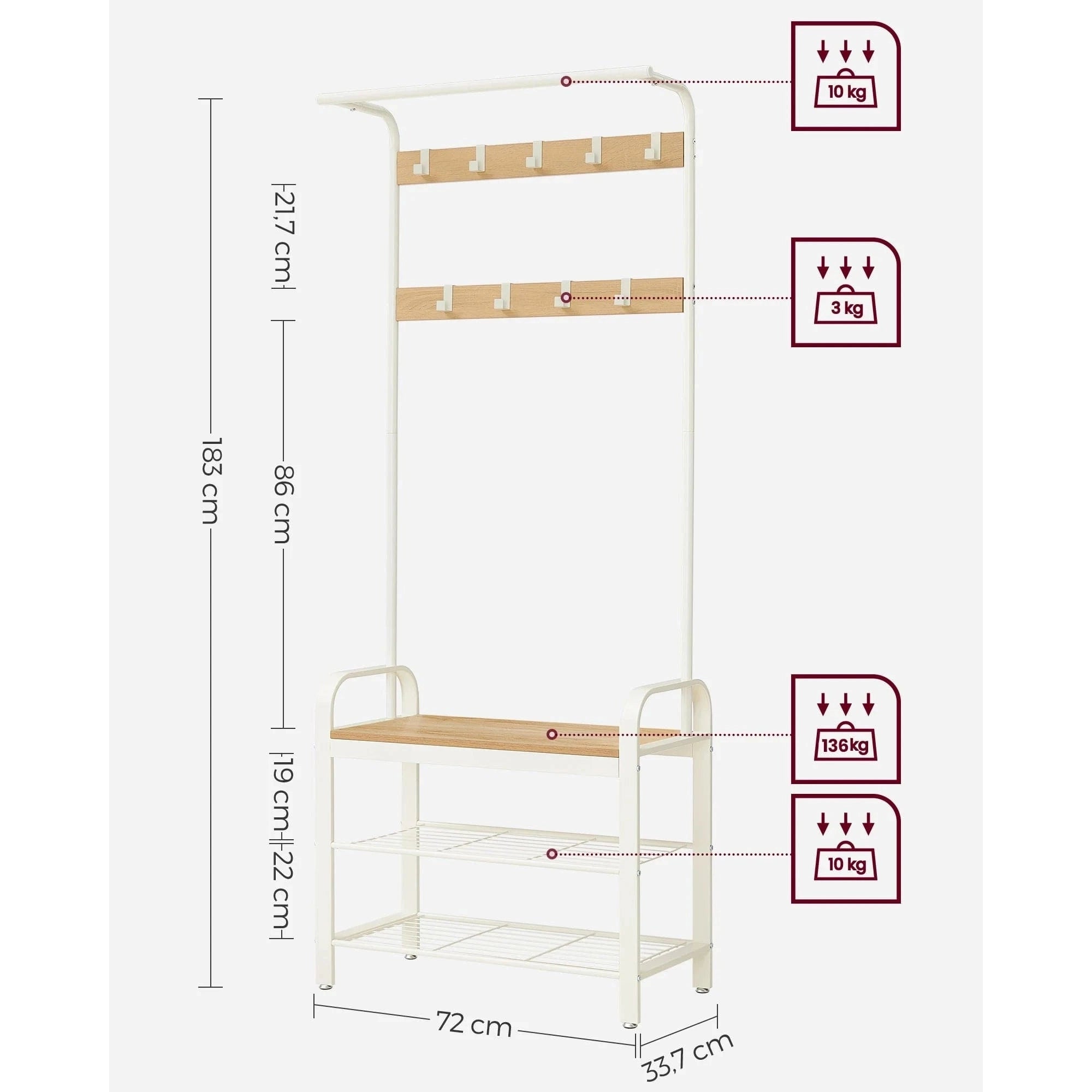Porte manteau avec banc et étagères – design industriel et fonctionnel - Aéraly