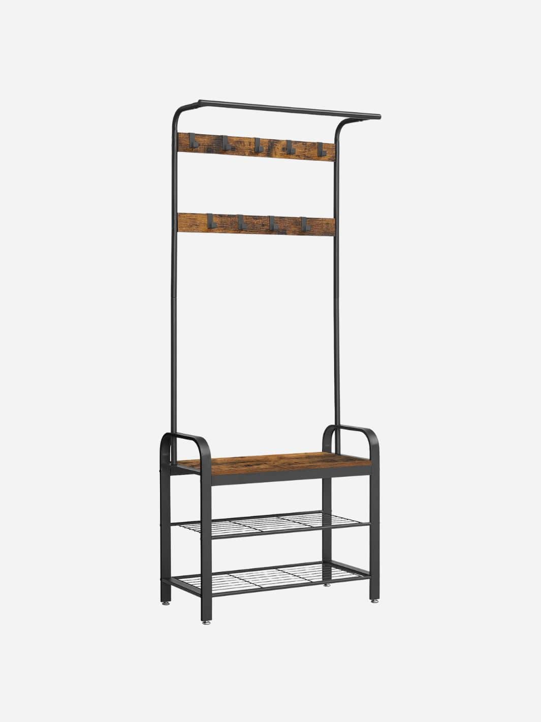 Porte manteau avec banc et étagères – design industriel et fonctionnel