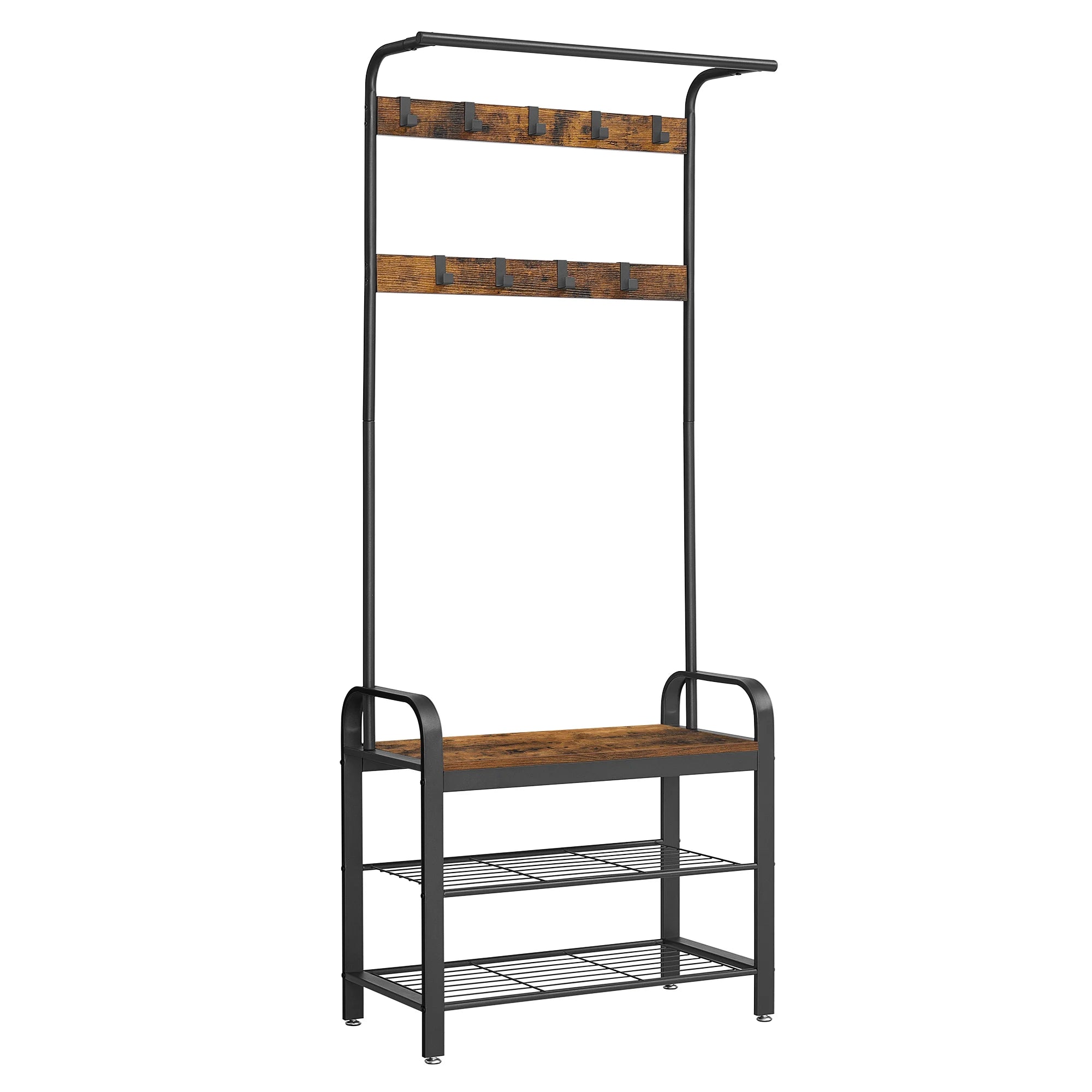 Porte manteau avec banc et étagères – design industriel et fonctionnel - Aéraly
