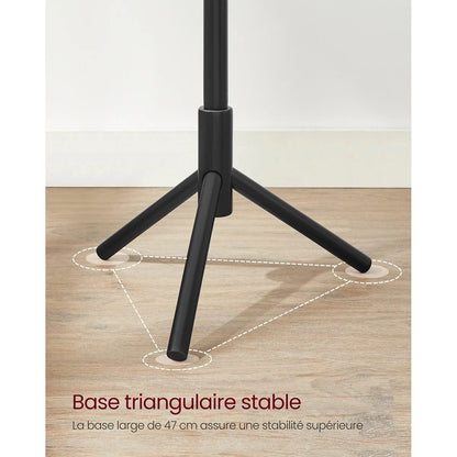 Wooden Coat Rack with 8 Hooks, 3 Adjustable Heights, Tree Shape, Wood/Black