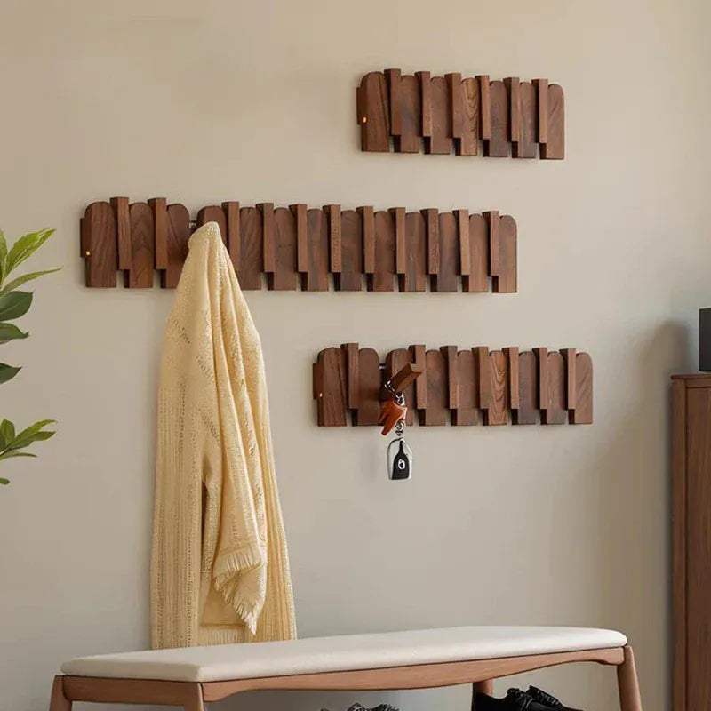porte-manteau bois mural esthétique nordique : Style nordique et rangement élégant
