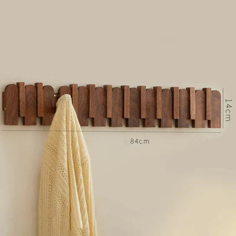 porte-manteau bois mural esthétique nordique : Style nordique et rangement élégant 12 crochets