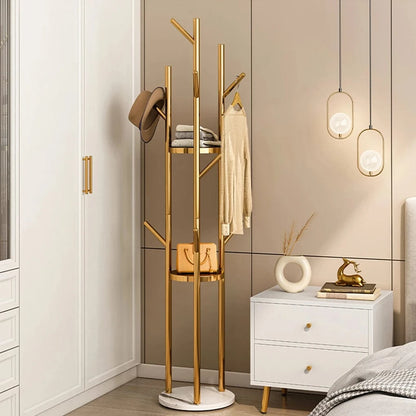Heavy Duty Marble Coat Rack Stand Gold Metal Tall Clothes Rail Hanger for Bedroom Office Hall Gold / L / Australia