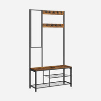 Porte-manteau miroir industriel – Meuble d’entrée avec banc - Aéraly