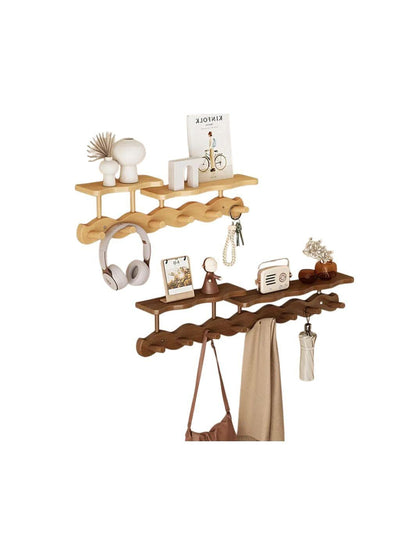 Porte-manteau mural en bois de bambou créatif