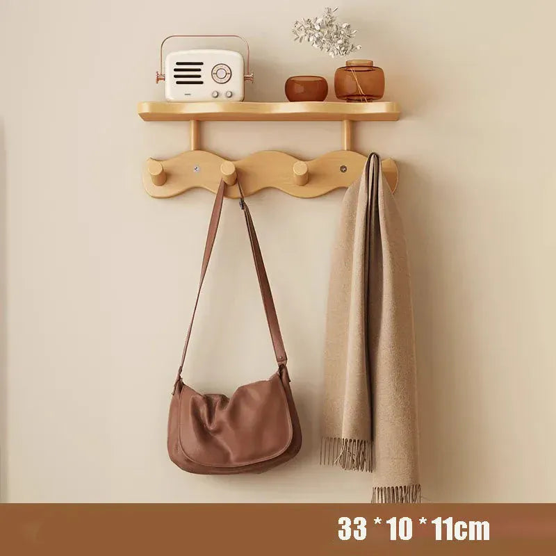 Porte-manteau mural en bois de bambou créatif 4 Crochets