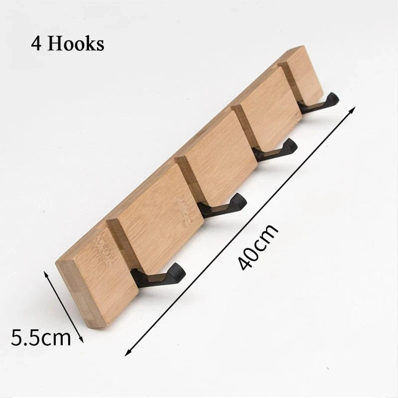 "porte manteau mural bois" FAIRE Bamboo-4Hooks