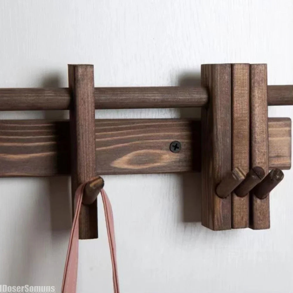 Porte-manteau mural bois massif crochets noyer - Aéraly