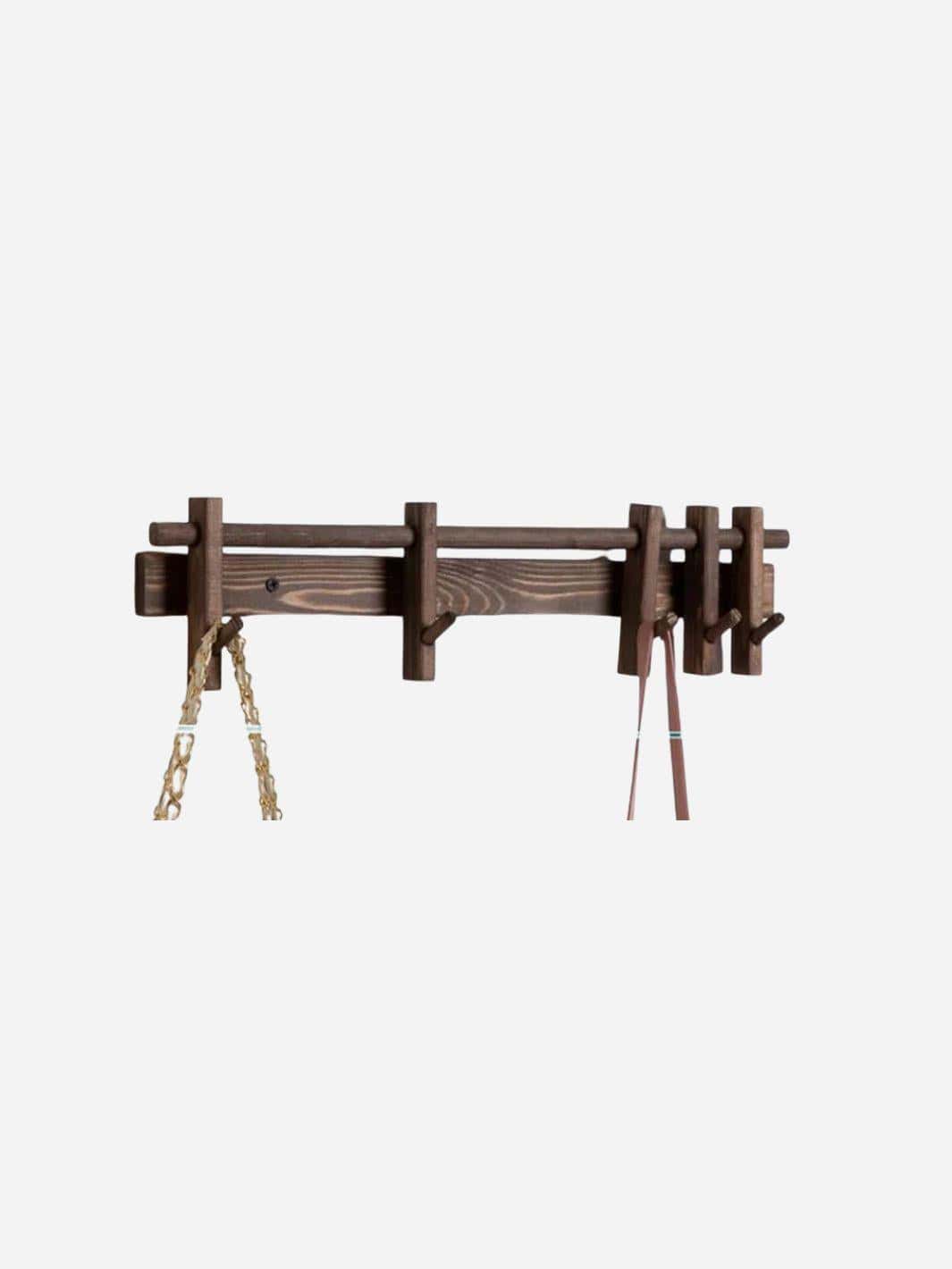 Porte-manteau mural bois massif crochets noyer