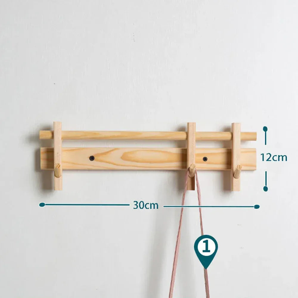 Porte-manteau mural bois massif crochets noyer Bois 3 crochets