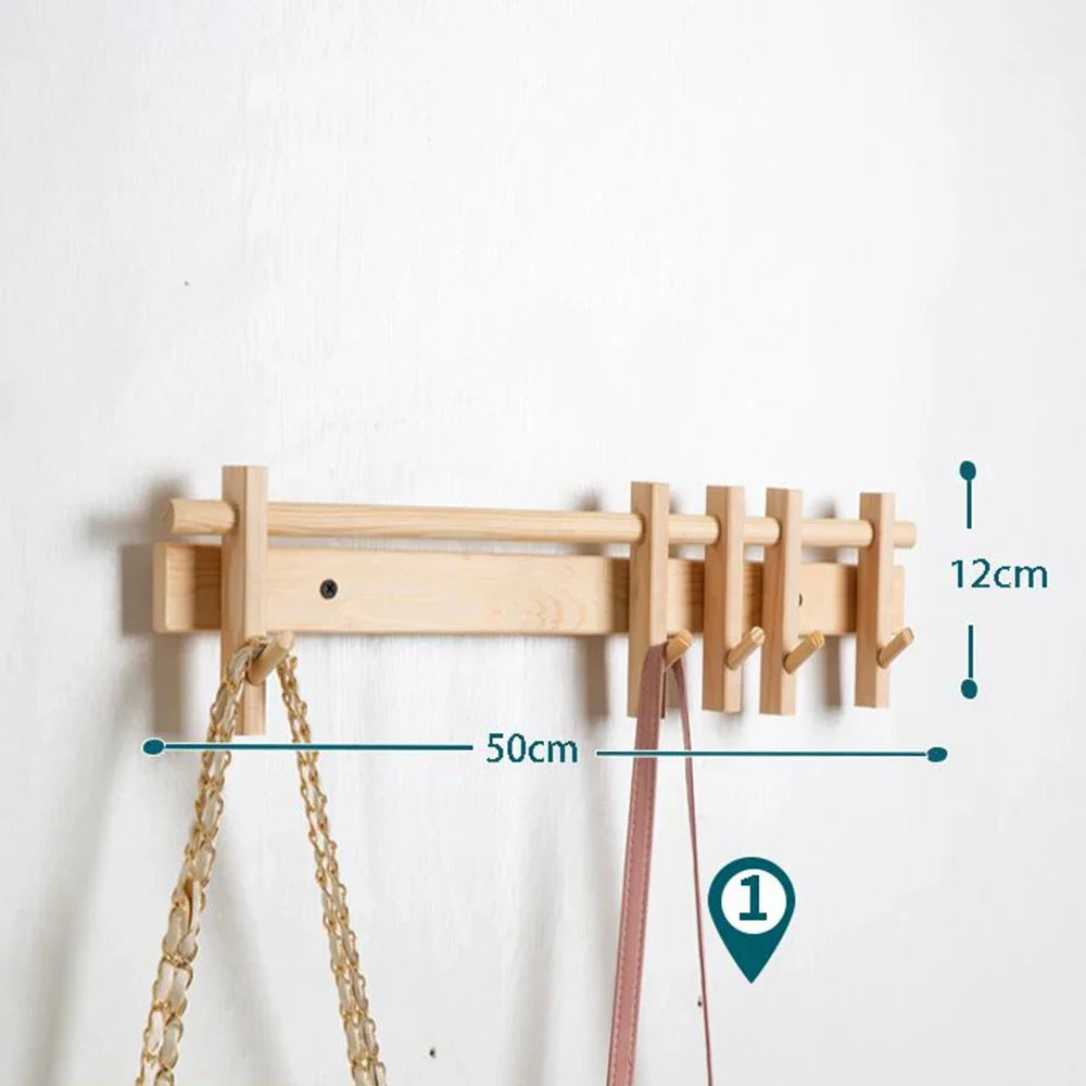 Porte-manteau mural bois massif crochets noyer - Aéraly