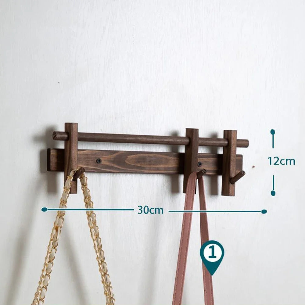 Porte-manteau mural bois massif crochets noyer - Aéraly
