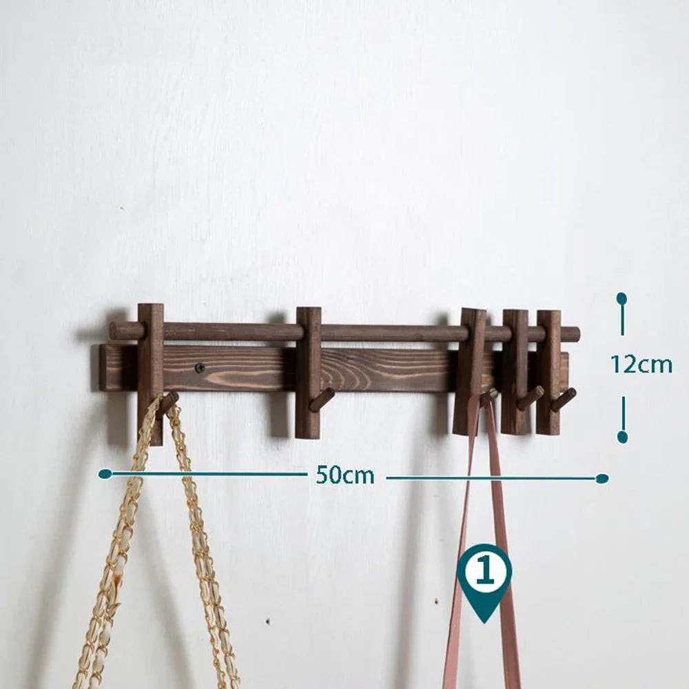 Porte-manteau mural bois massif crochets noyer - Aéraly