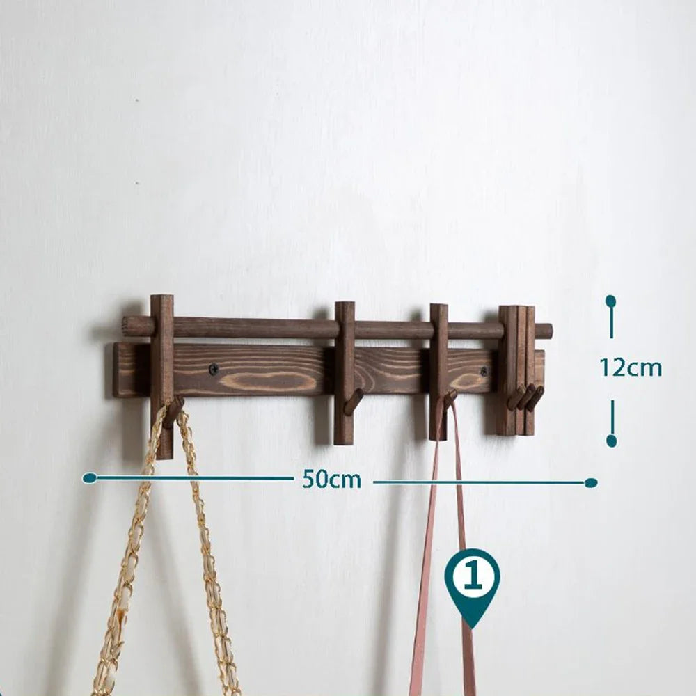 Porte-manteau mural bois massif crochets noyer - Aéraly