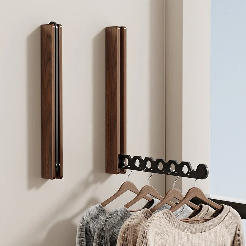 Porte-cintres mural bois pliable – rangement vêtements élégant - Aéraly